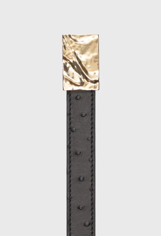 CEYLON Ostrich-effect leather belt made by Loulou De Saison