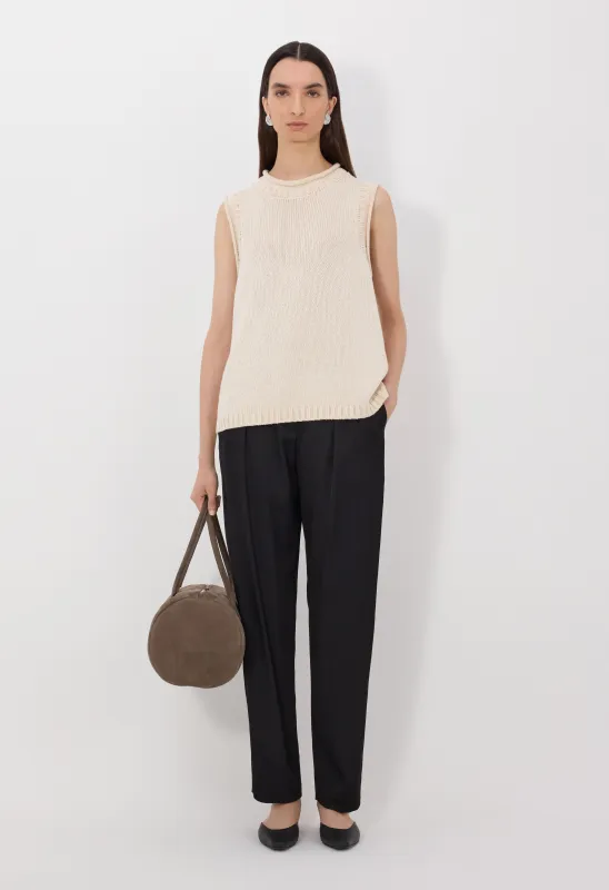 EFFY Silk linen blend sleeveless sweater made by Loulou De Saison