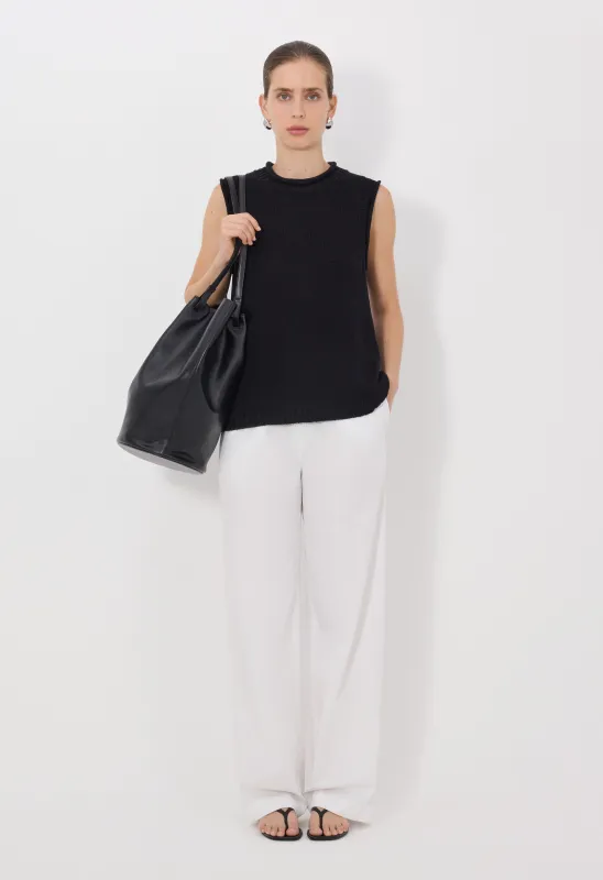 EFFY Silk linen blend sleeveless sweater made by Loulou De Saison