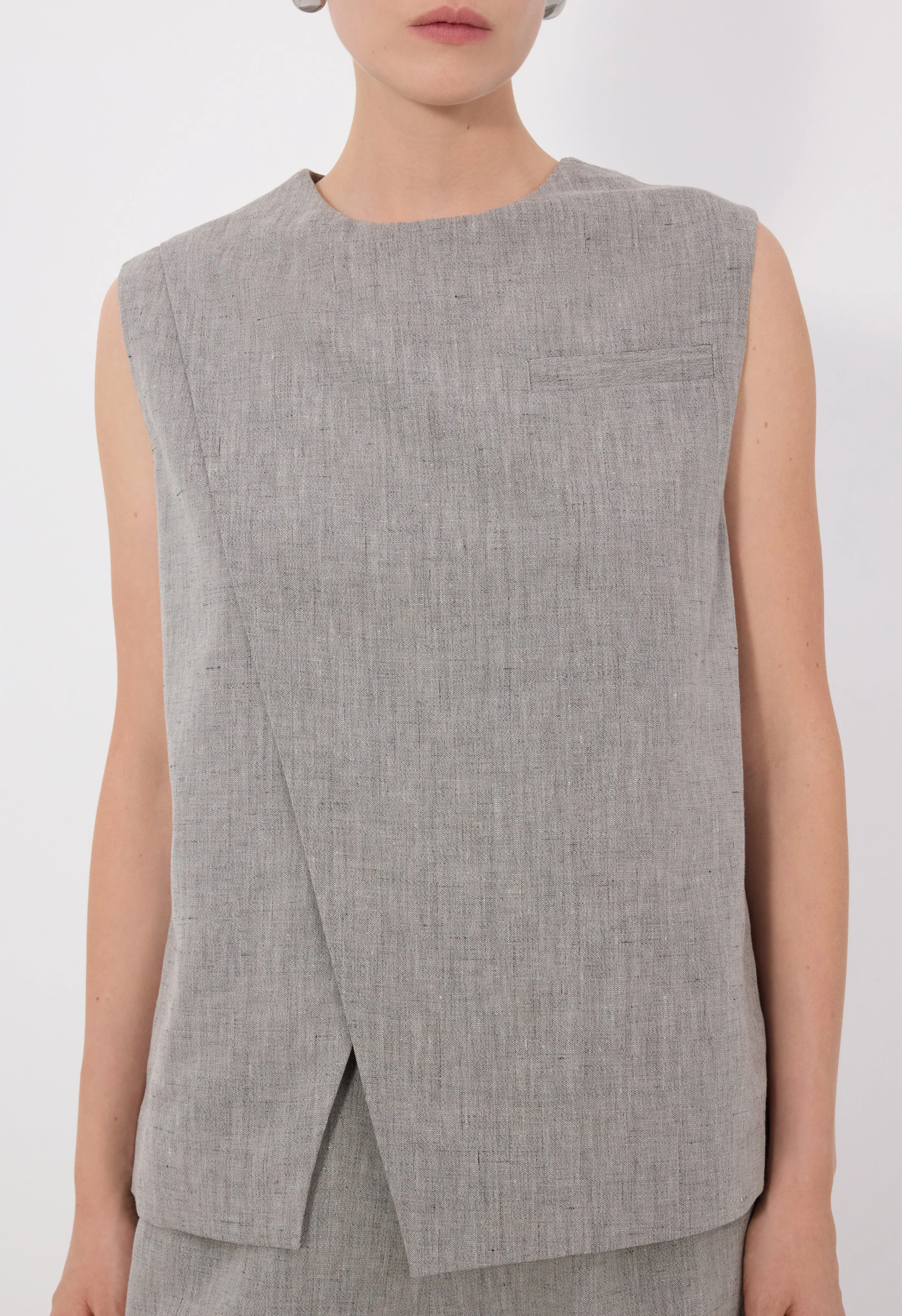 DELLA Asymmetric linen cotton top sold by Loulou De Saison product image thumbnail 4