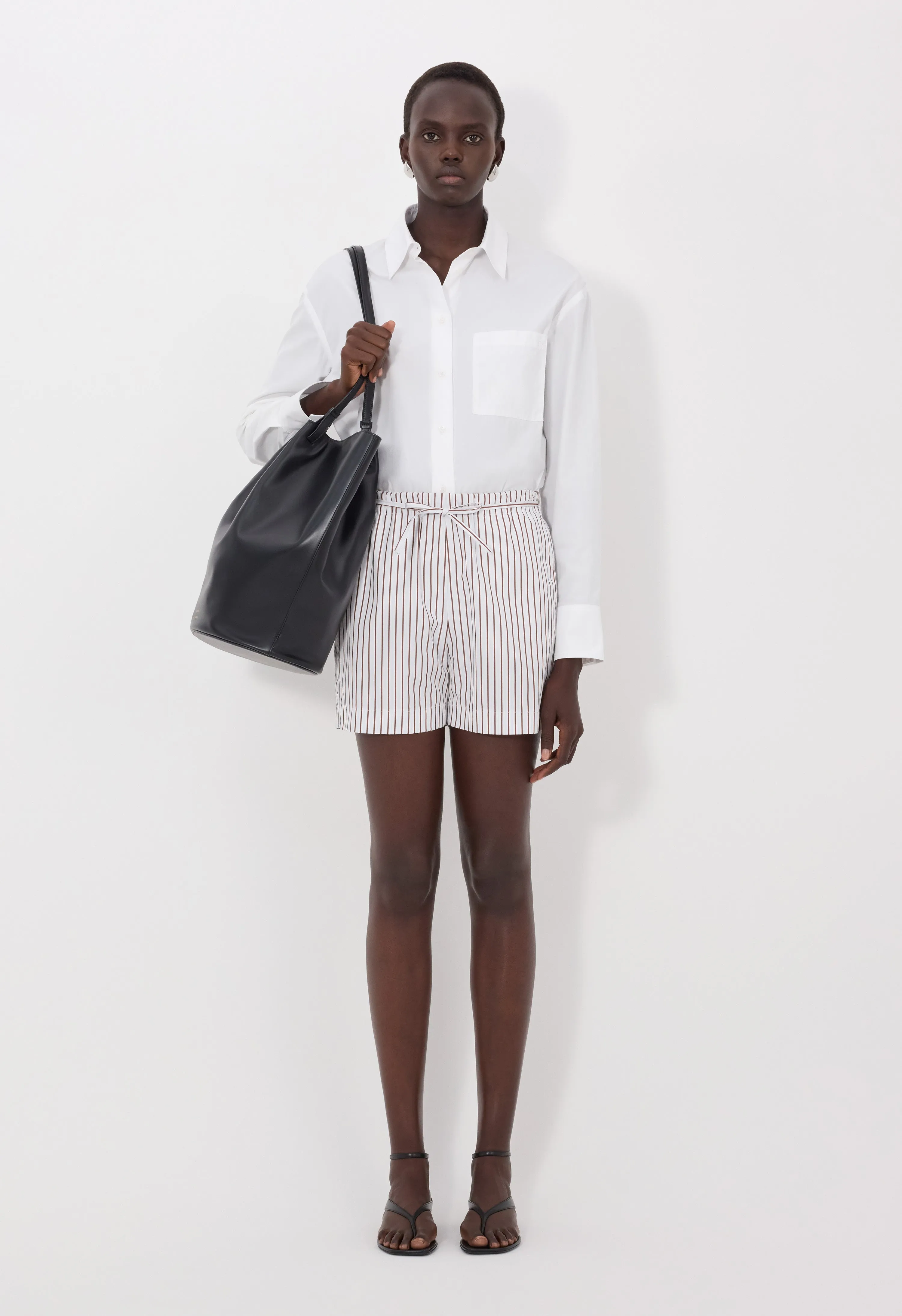 LORY Striped cotton poplin shorts sold by Loulou De Saison