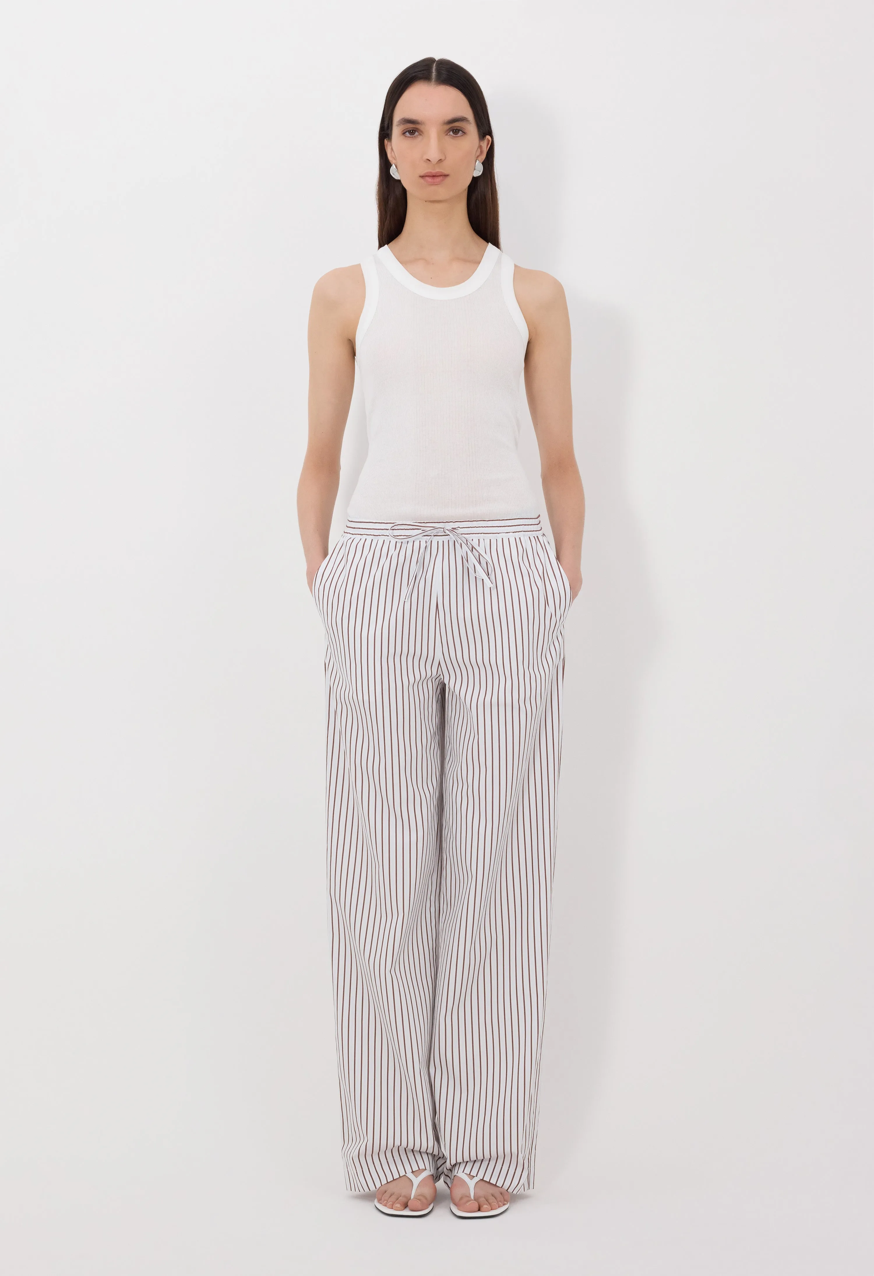 CISCO Striped cotton poplin trousers sold by Loulou De Saison
