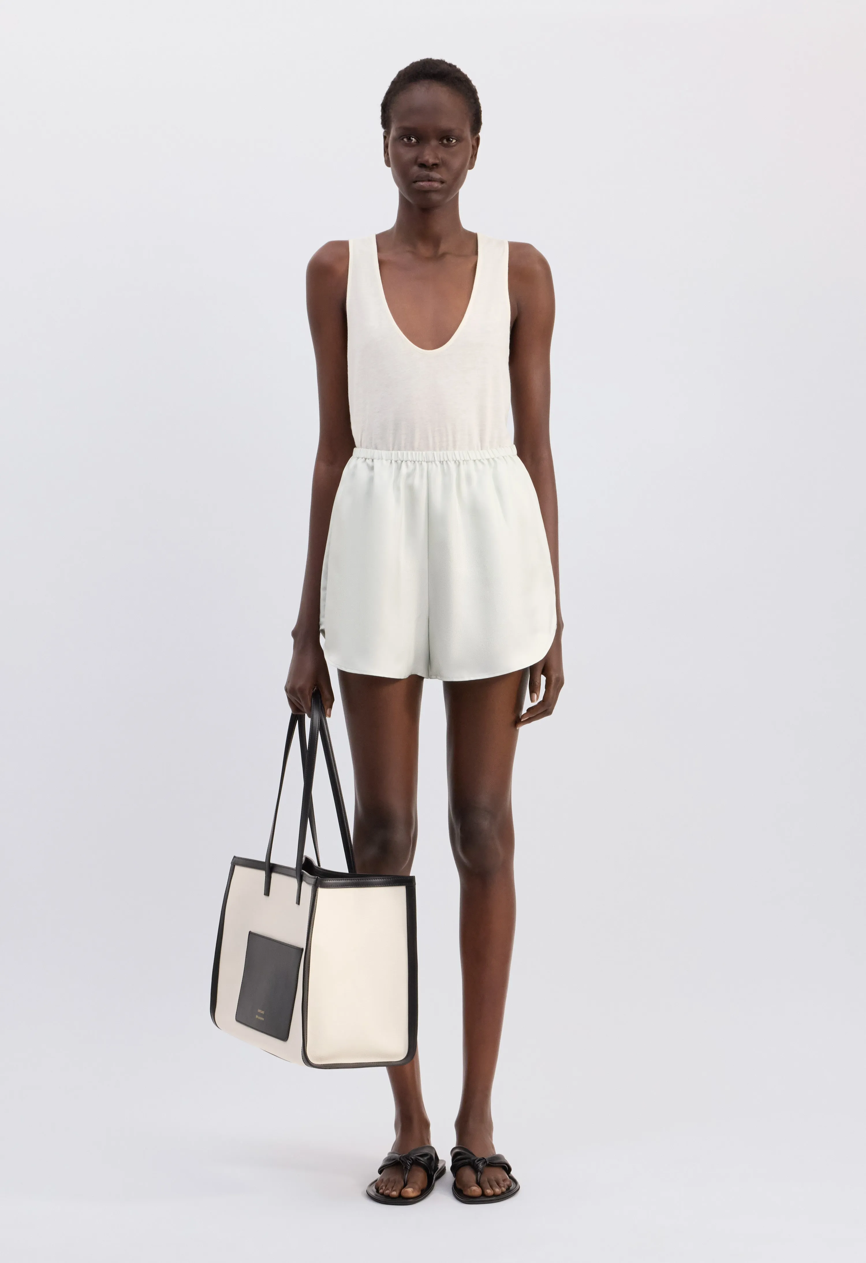 CABO Elasticated silk shorts sold by Loulou De Saison