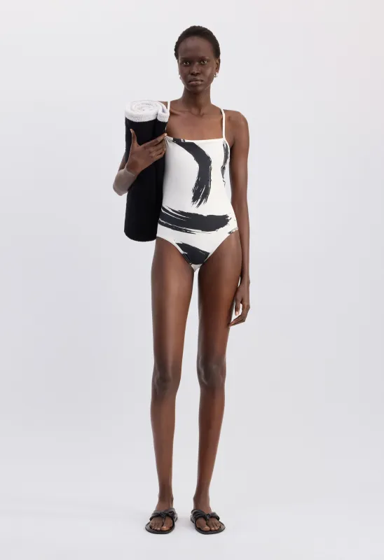 BIANCA Printed criss-crossing straps swimsuit made by Loulou De Saison