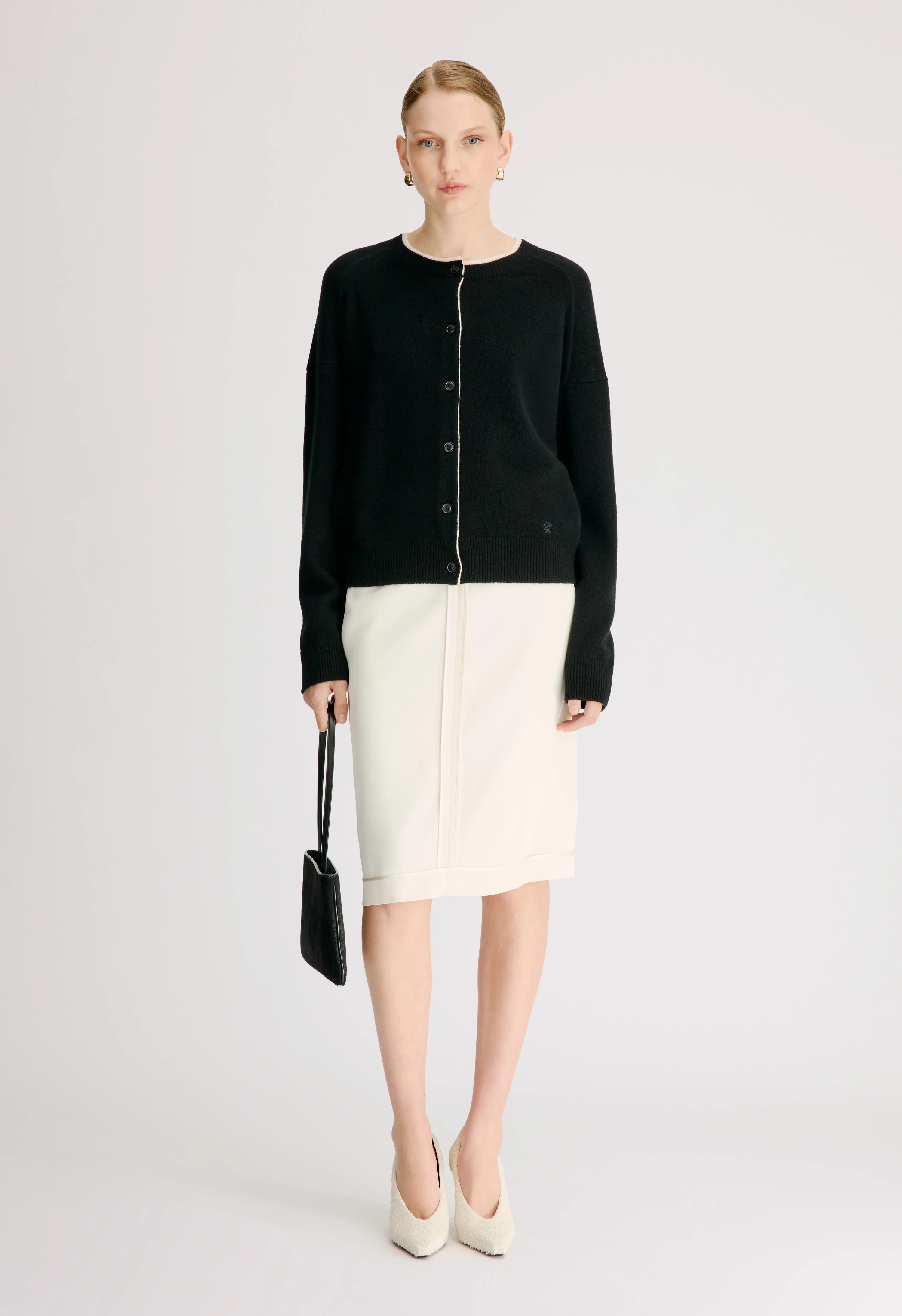 NICOLA Bicolor cashmere cardigan sold by Loulou De Saison