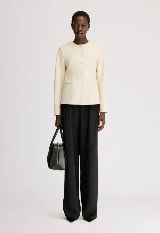 ADEA Collarless leather jacket made by Loulou De Saison
