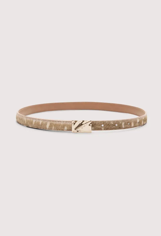CHARLOTTE Deer print pony-effect leather belt made by Loulou De Saison