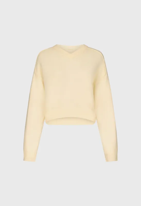 ANZOR LDS V neck cashmere sweater made by Loulou De Saison