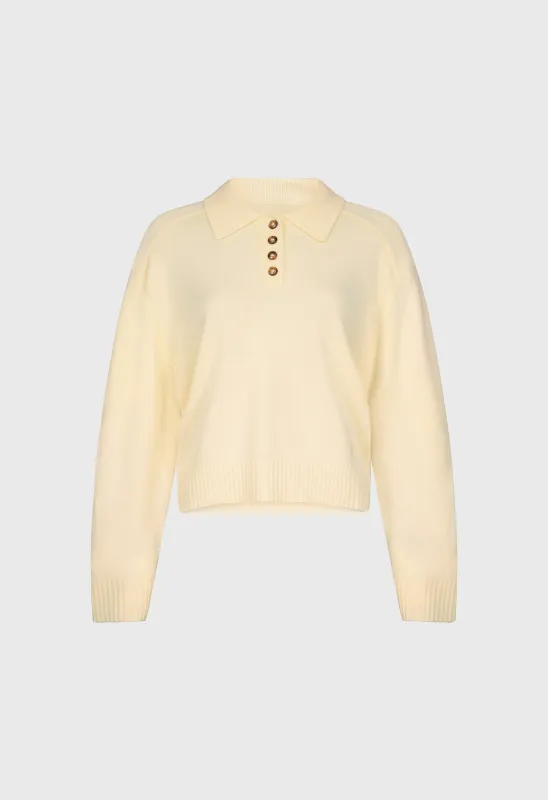 HOMERE LDS Cashmere polo sweater made by Loulou De Saison