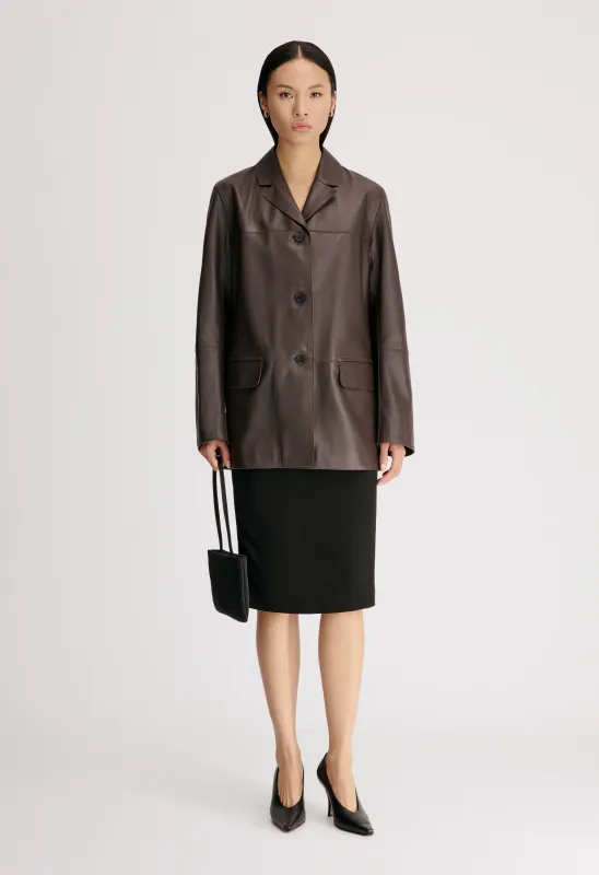 NARI Straight leather jacket made by Loulou De Saison