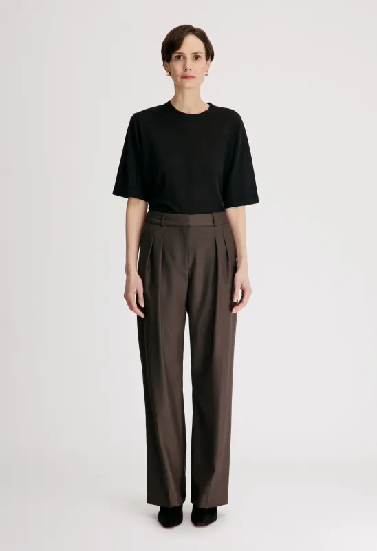 SBIRU LDS Virgin wool pleated trousers made by Loulou De Saison