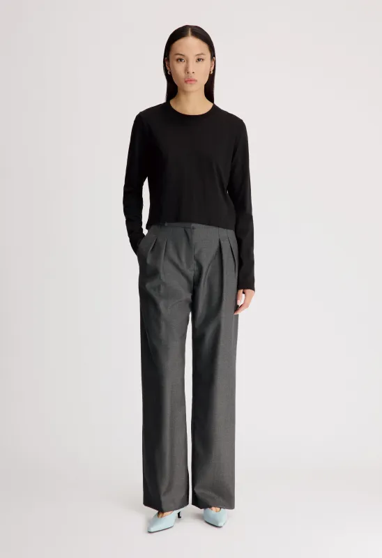 SBIRU LDS Virgin wool pleated trousers made by Loulou De Saison