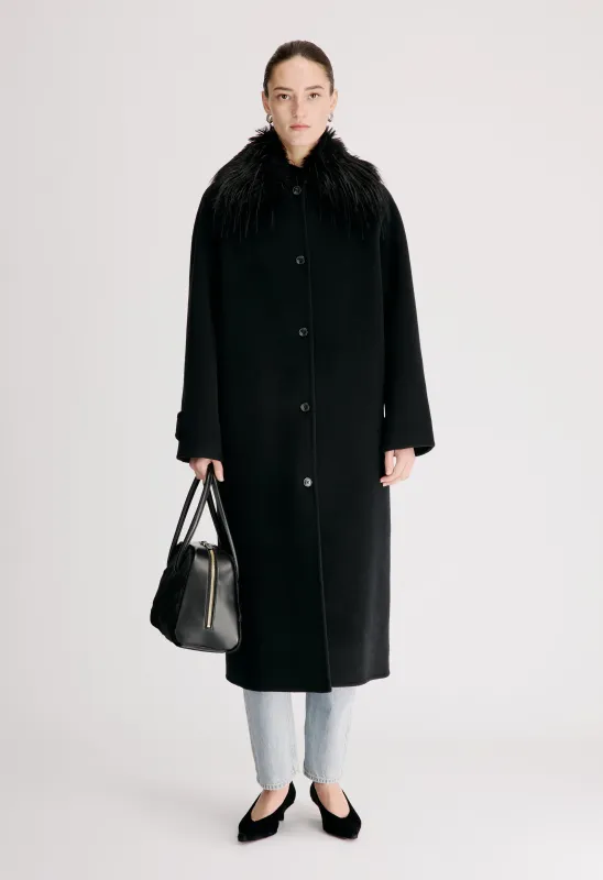 YRSA Detachable faux fur collar coat made by Loulou De Saison