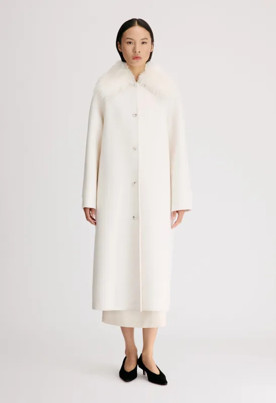 YRSA Detachable faux fur collar coat made by Loulou De Saison
