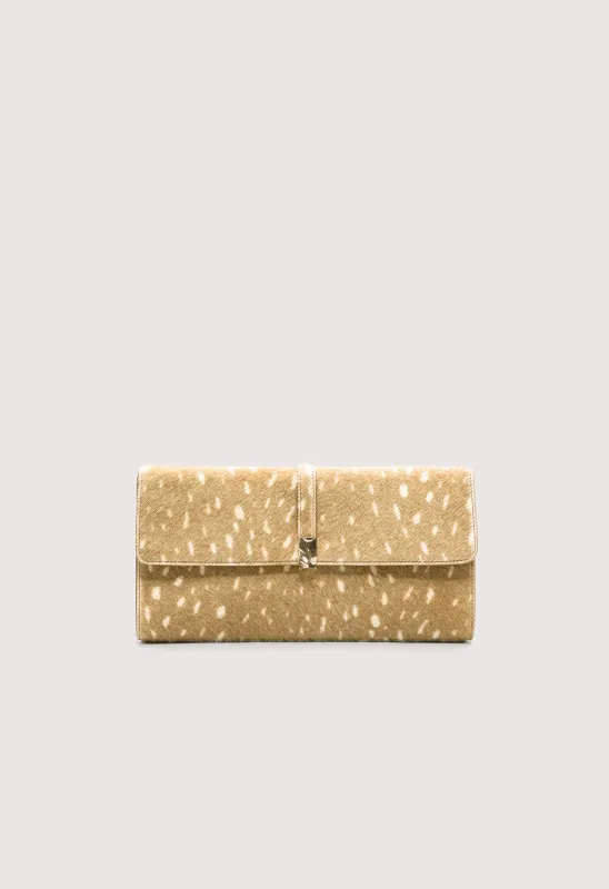 PIPER Deer print pony-effect leather clutch made by Loulou De Saison