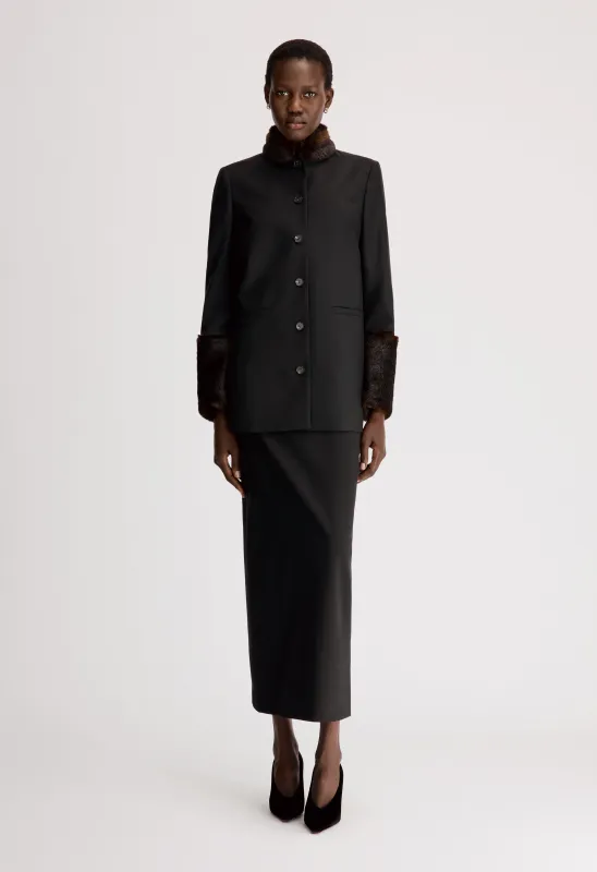 GOA Virgin wool jacket with faux fur trim made by Loulou De Saison