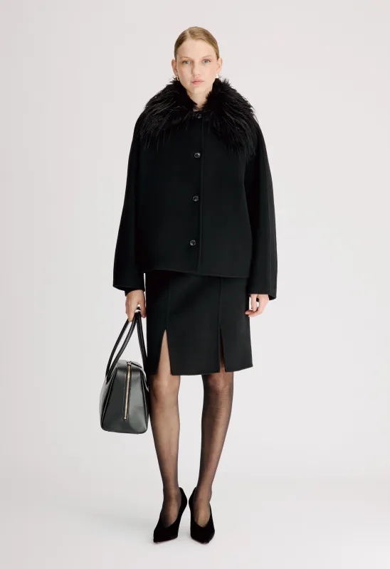 RAFE Detachable faux fur collar jacket made by Loulou De Saison