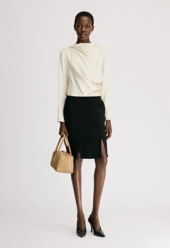 JUDY Wool cashmere drap skirt made by Loulou De Saison