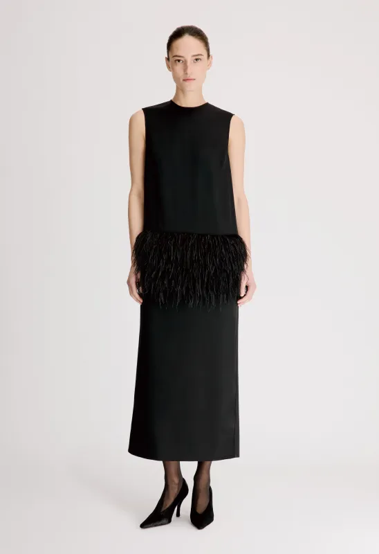SONIA Dress with ostrich feathers detail made by Loulou De Saison