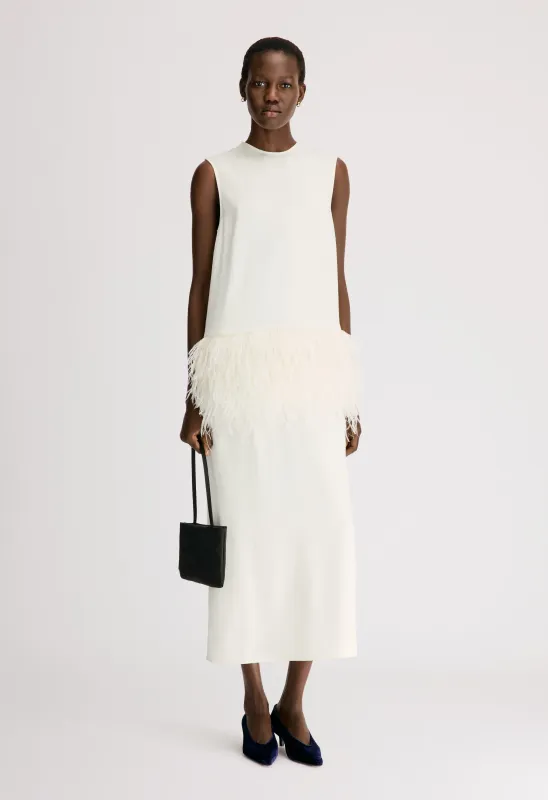 SONIA Dress with ostrich feathers detail made by Loulou De Saison