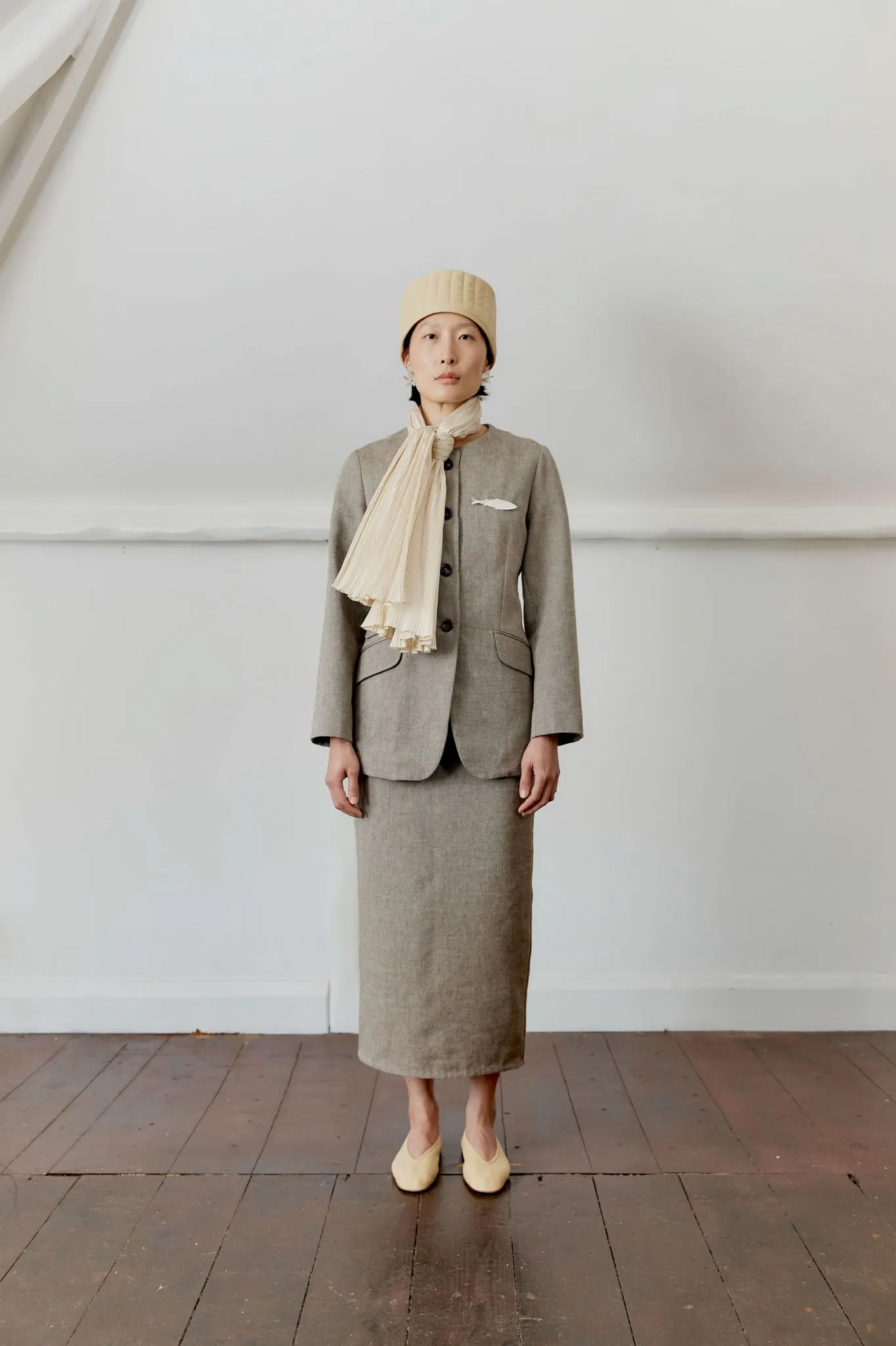 Japanese Linen/Wool Constance Jacket sold by Cawley