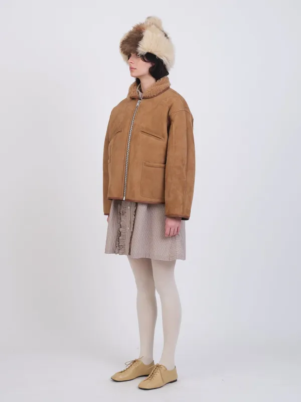 SUEDE BACK CURLY HAIR FLYING JACKET made by Cawley