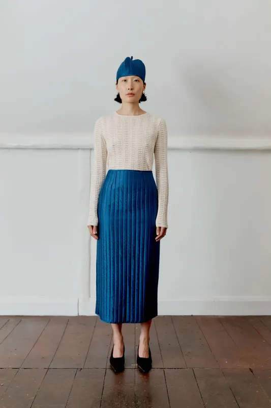 QUILTED SILK DUPION SADIE SKIRT made by Cawley