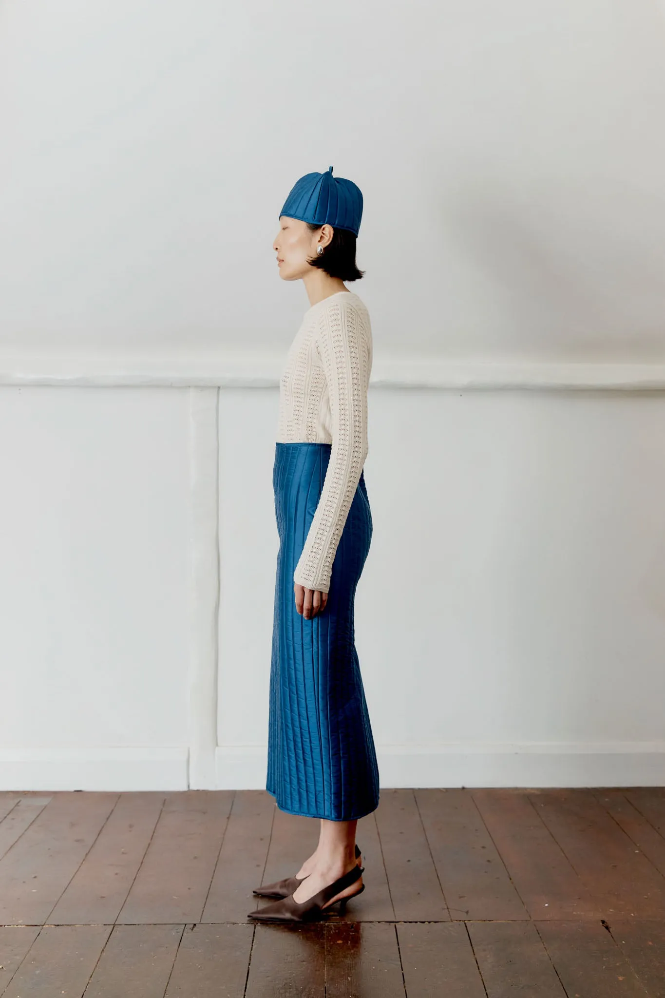 QUILTED SILK DUPION SADIE SKIRT sold by Cawley product image thumbnail 4