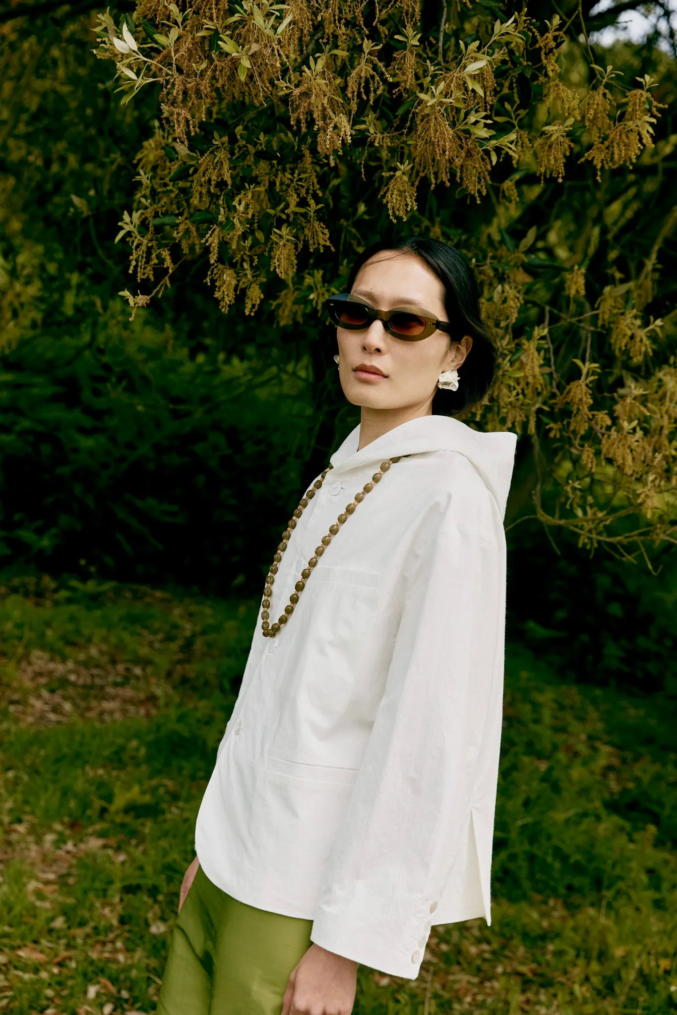 JAPANESE COTTON REEVA HOODED SHIRT sold by Cawley