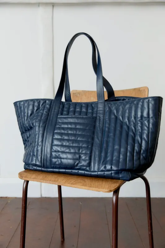 QUILTED LEATHER LARGE TOTE BAG made by Cawley