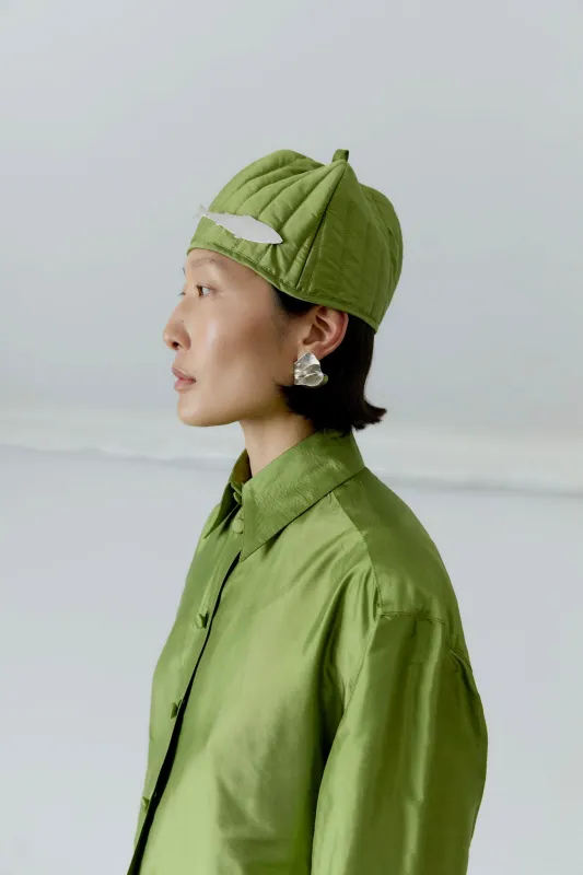 QUILTED SILK DUPION TEA COSY HAT made by Cawley