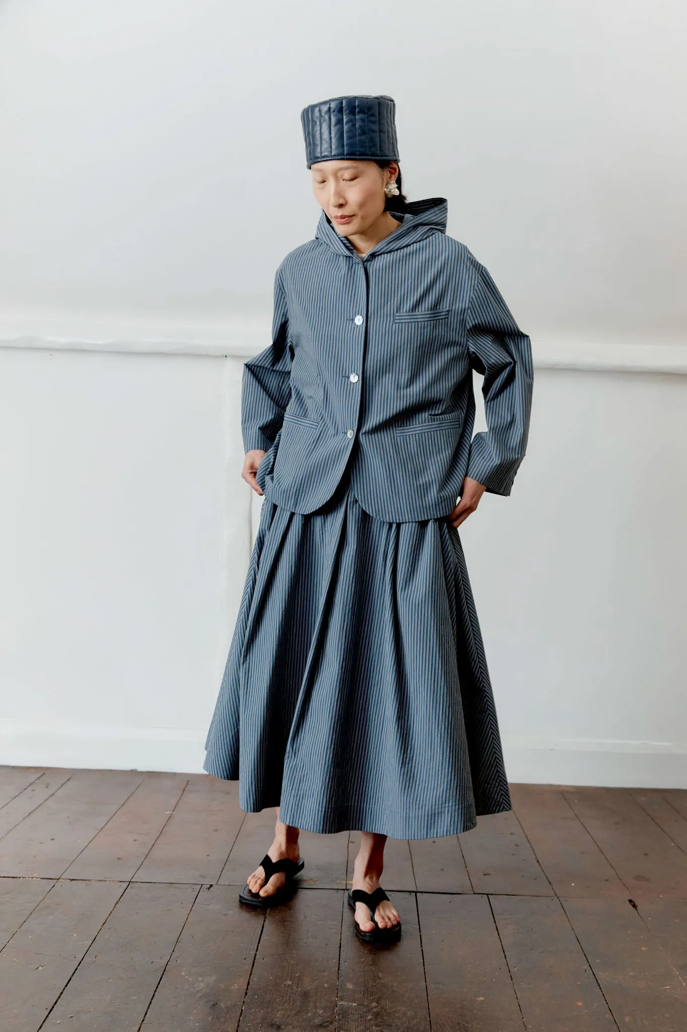 JAPANESE WASHED TYPEWRITER COTTON REEVA HOODED SHIRT sold by Cawley product image thumbnail 5