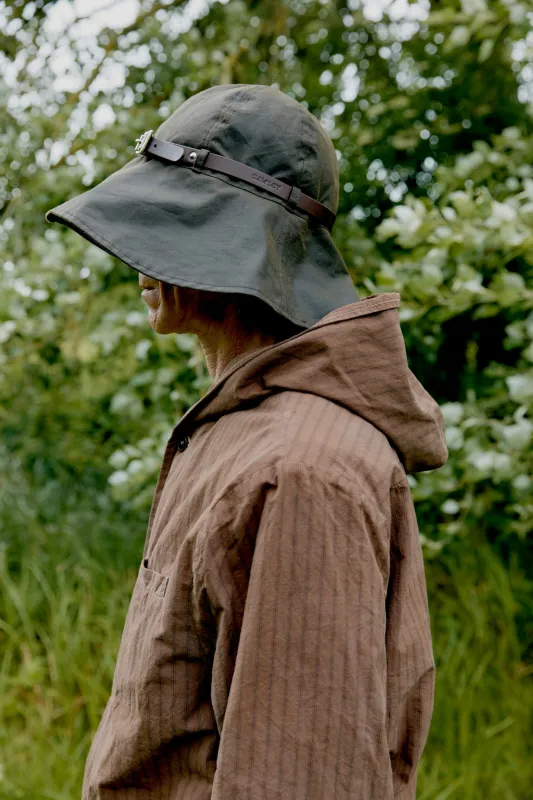 BRITISH WAXED OILSKIN BELTED SUN HAT made by Cawley