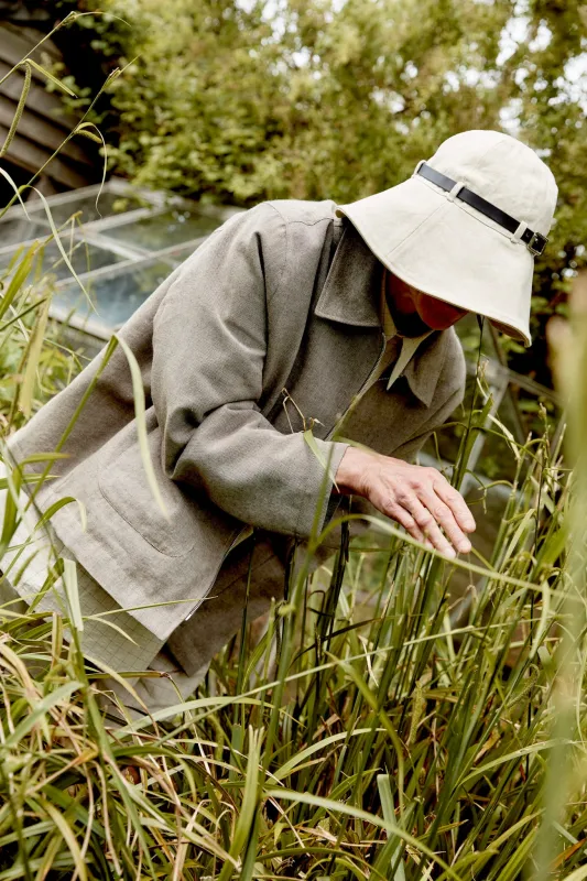 JAPANESE DRILL BELTED SUN HAT made by Cawley