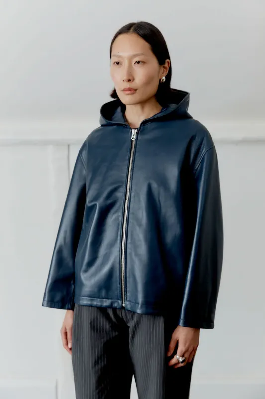 NAPPA LEATHER ZIP-UP HOODIE sold by Cawley