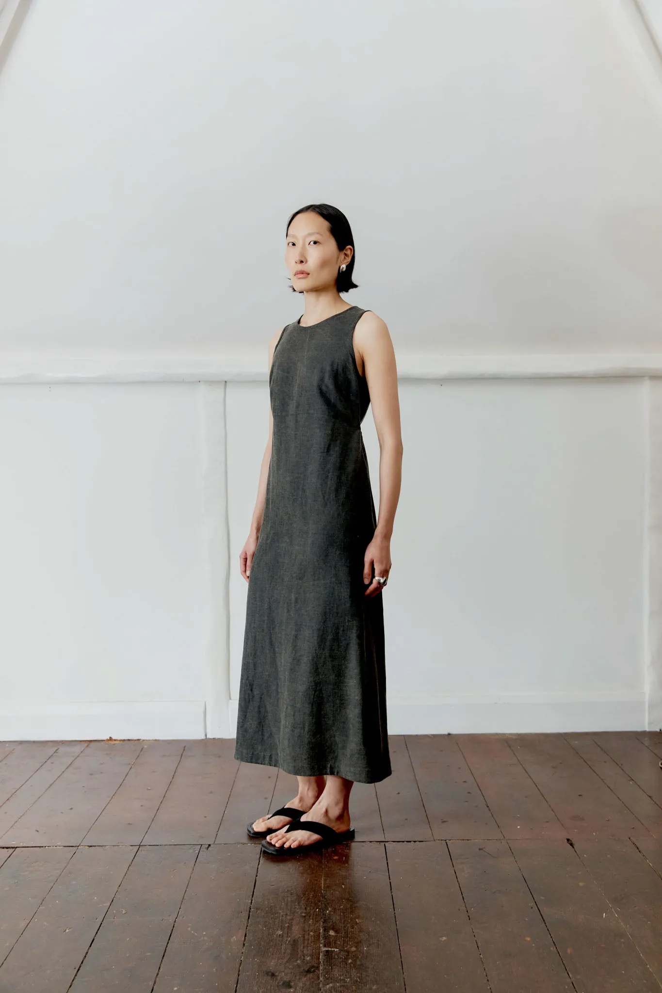 JAPANESE COTTON/LINEN DYED BACK SATIN ERIKA DRESS sold by Cawley product image thumbnail 2