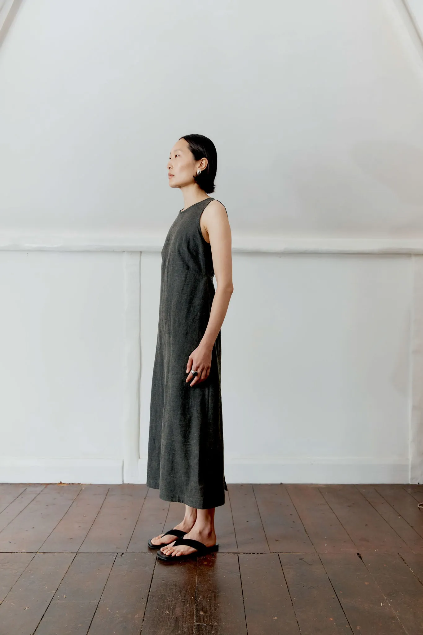 JAPANESE COTTON/LINEN DYED BACK SATIN ERIKA DRESS sold by Cawley product image thumbnail 4