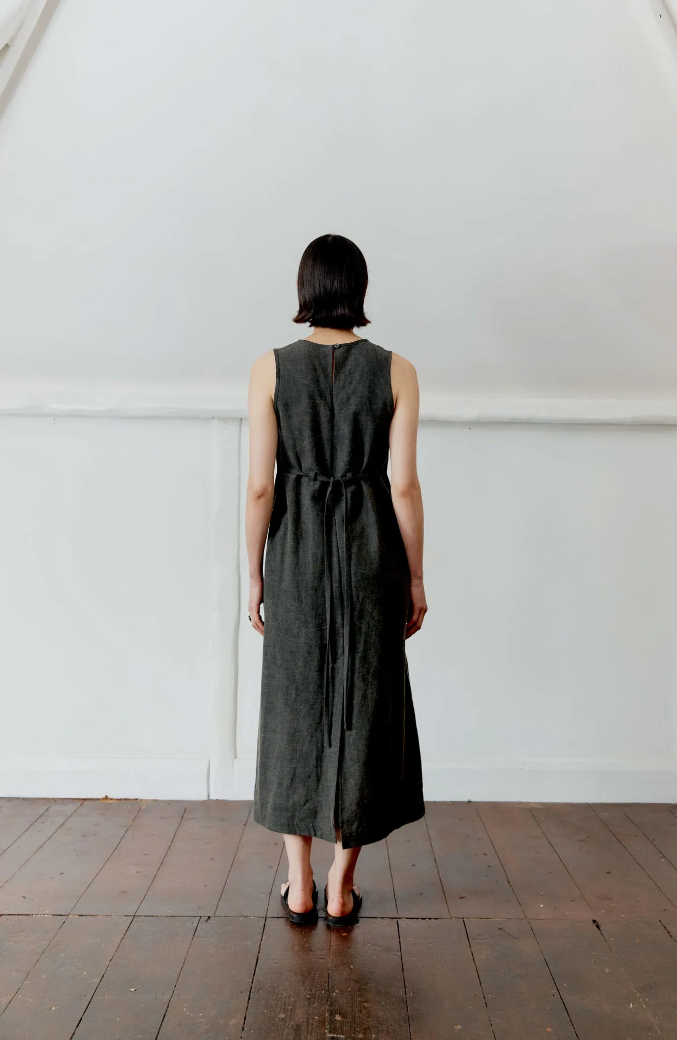 JAPANESE COTTON/LINEN DYED BACK SATIN ERIKA DRESS sold by Cawley product image thumbnail 3