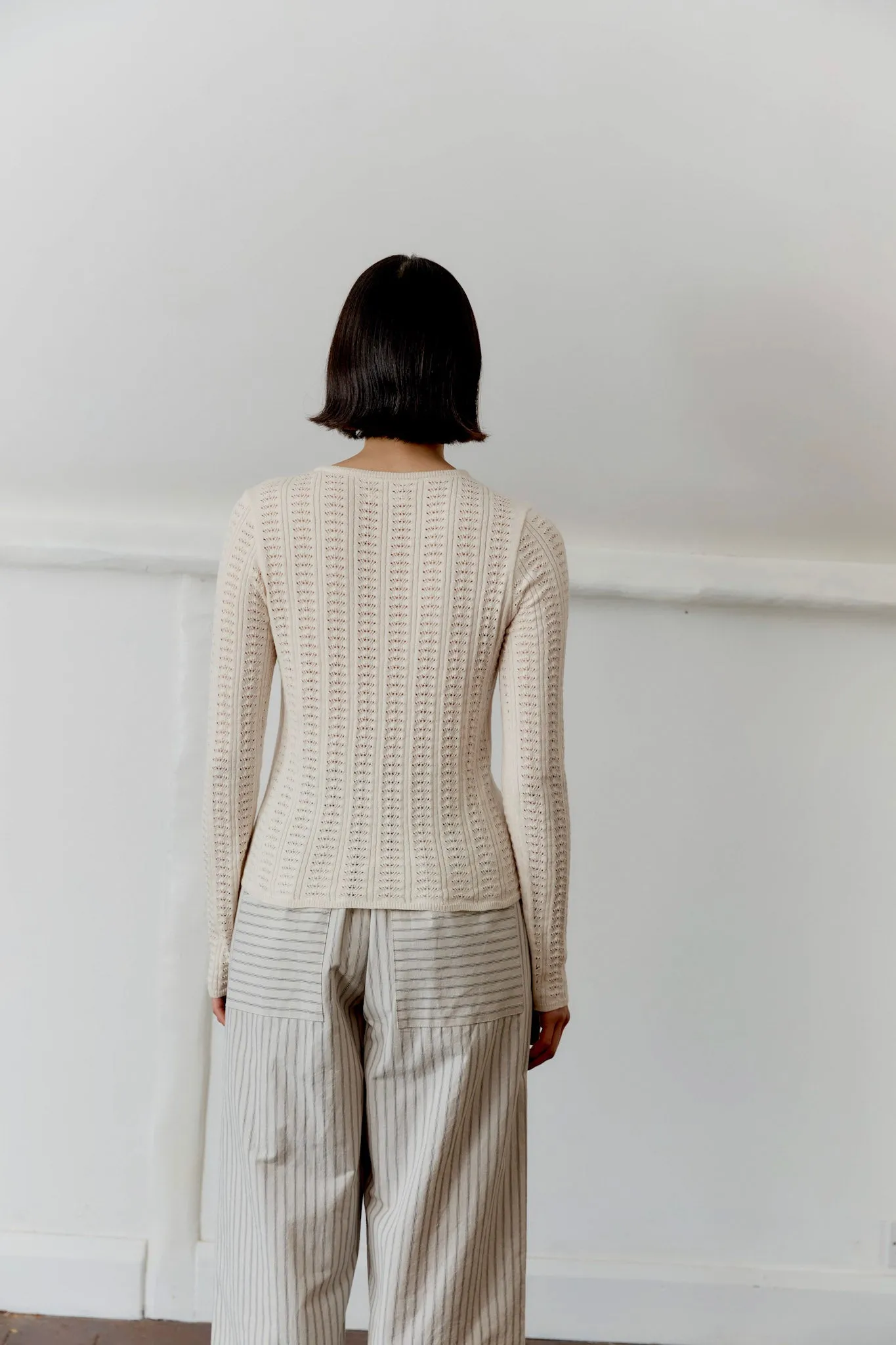 ORGANIC COMBED COTTON/CASHMERE POINTELLE LONG SLEEVE T-SHIRT sold by Cawley product image thumbnail 2