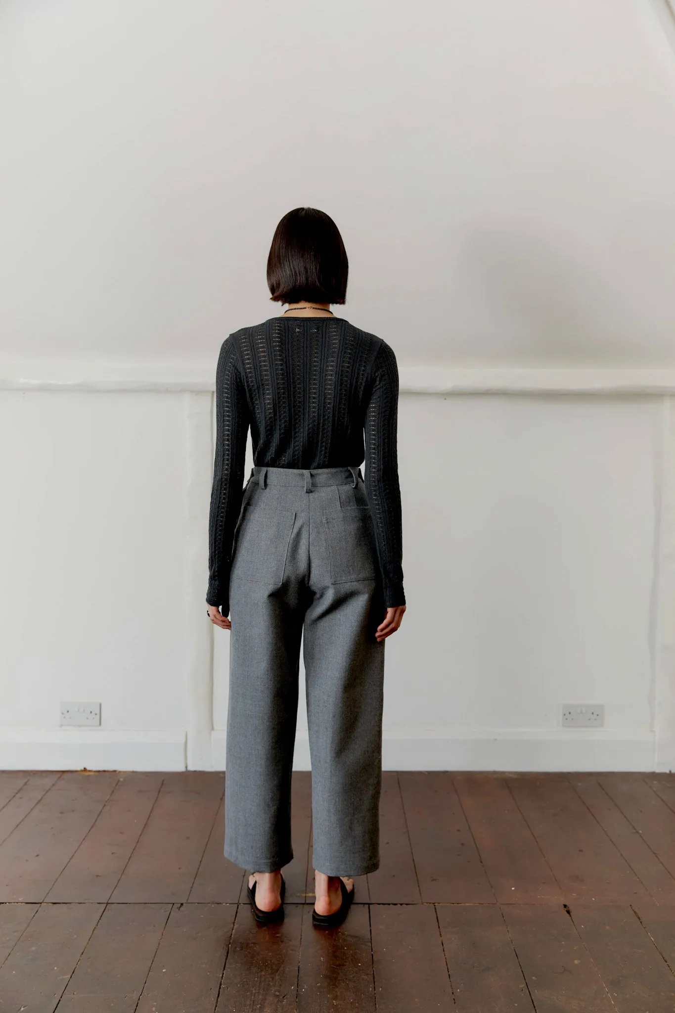 ORGANIC COMBED COTTON/CASHMERE BLEND POINTELLE LONG SLEEVE T-SHIRT sold by Cawley product image thumbnail 2