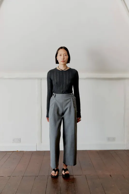 ORGANIC COMBED COTTON/CASHMERE BLEND POINTELLE  LONG SLEEVE T-SHIRT sold by Cawley