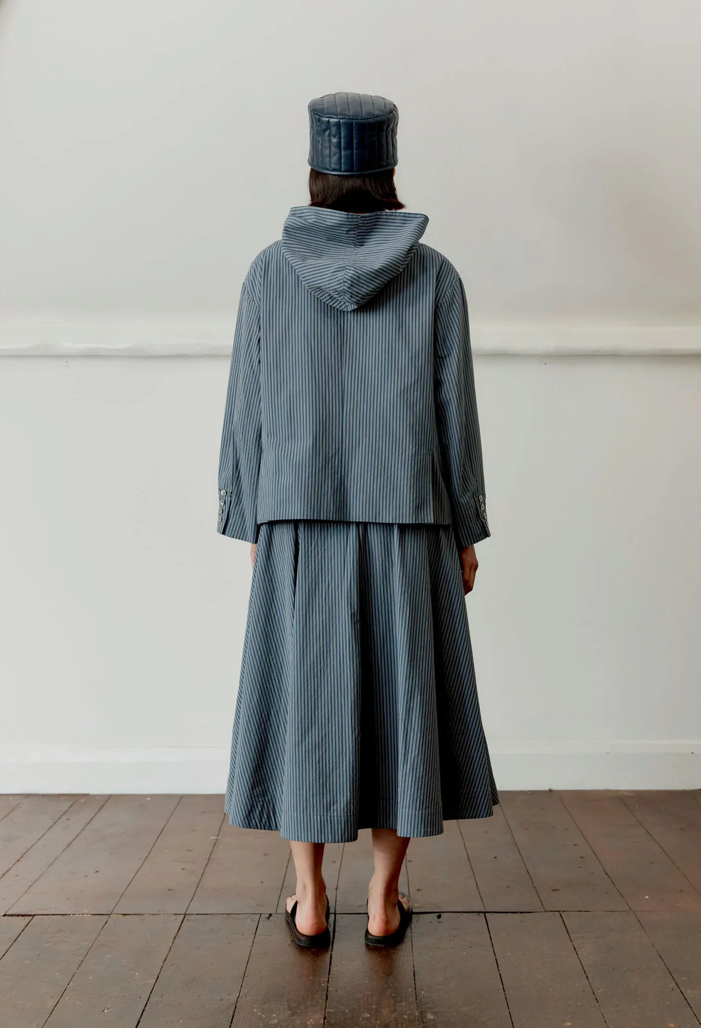 JAPANESE WASHED TYPEWRITER COTTON REEVA HOODED SHIRT sold by Cawley product image thumbnail 3