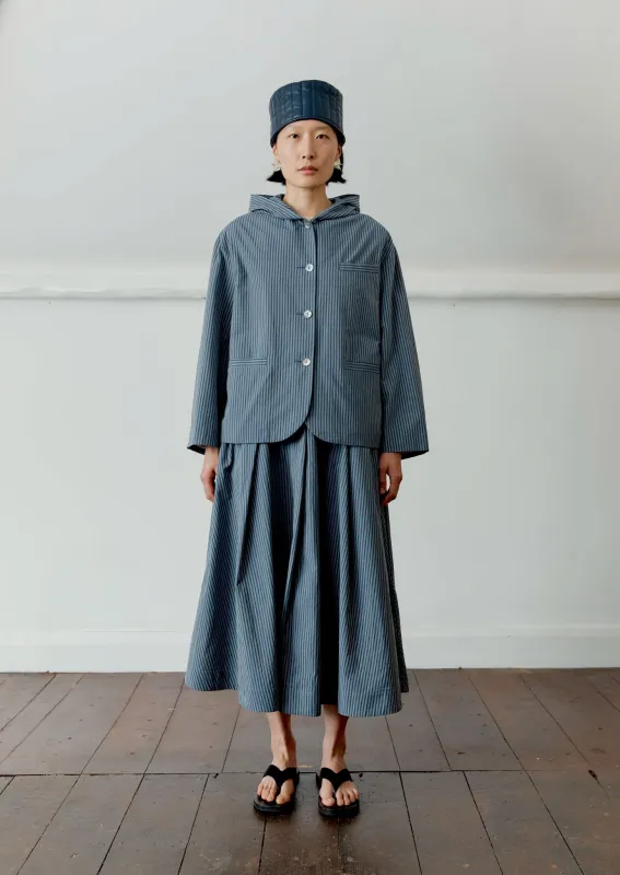 JAPANESE WASHED TYPEWRITER COTTON REEVA HOODED SHIRT made by Cawley