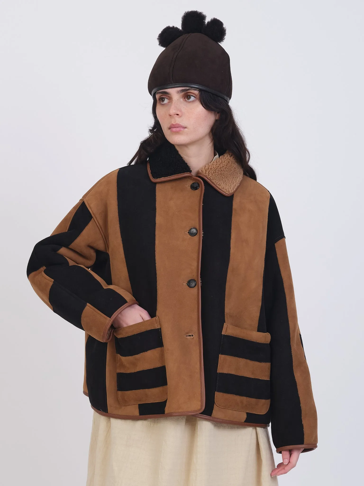 SUEDE BACK CURLY HAIR STRIPE AVIS JACKET sold by Cawley product image thumbnail 2