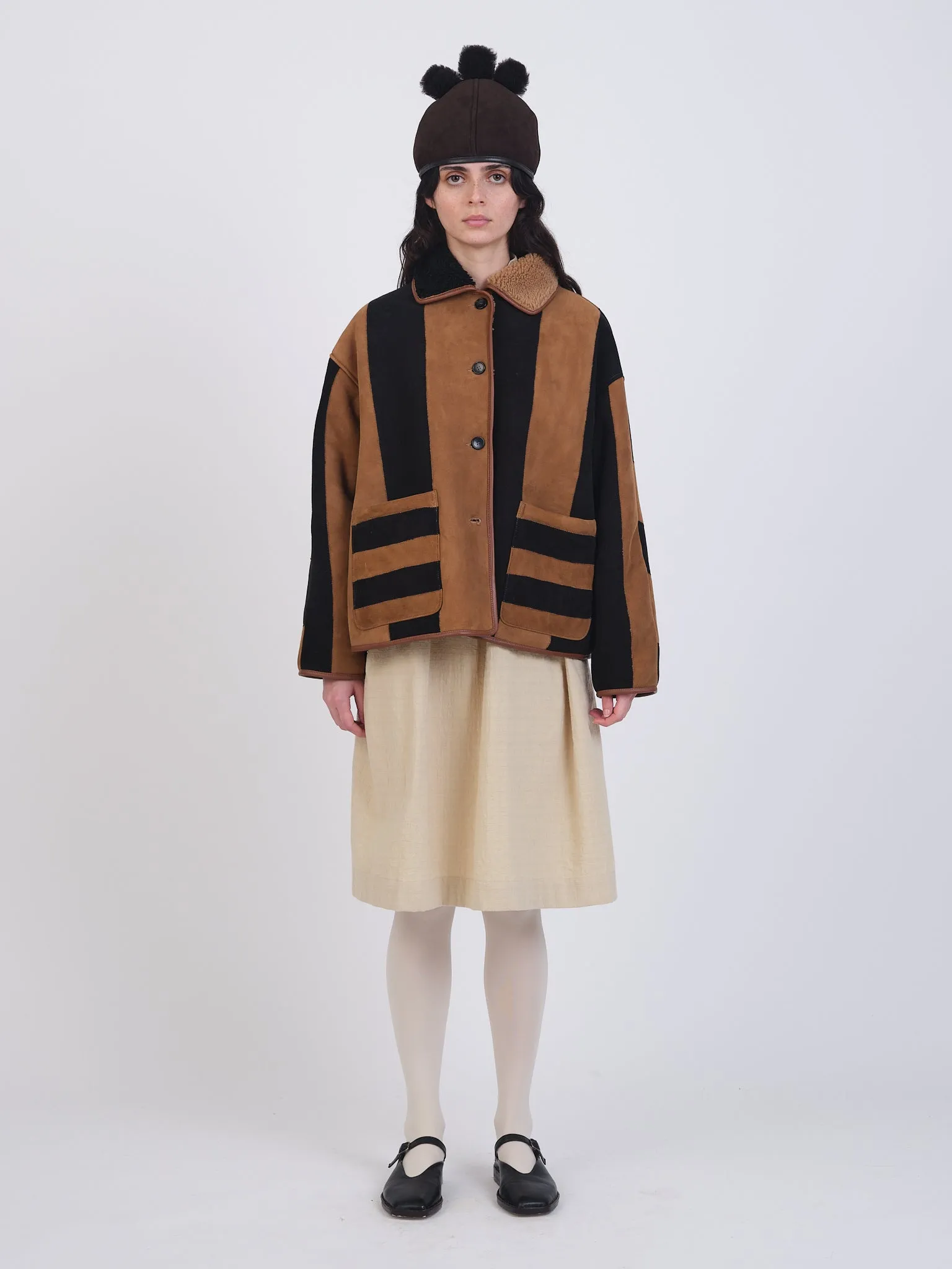 SUEDE BACK CURLY HAIR STRIPE AVIS JACKET sold by Cawley