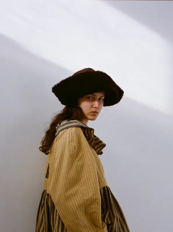 SUEDE BACK CURLY HAIR PENNY HAT made by Cawley