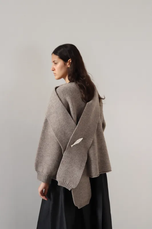 BRITISH MERINO WOOL WRAP NECK PULLOVER made by Cawley