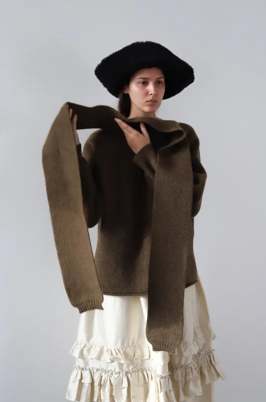 BRITISH MERINO WOOL WRAP NECK PULLOVER made by Cawley