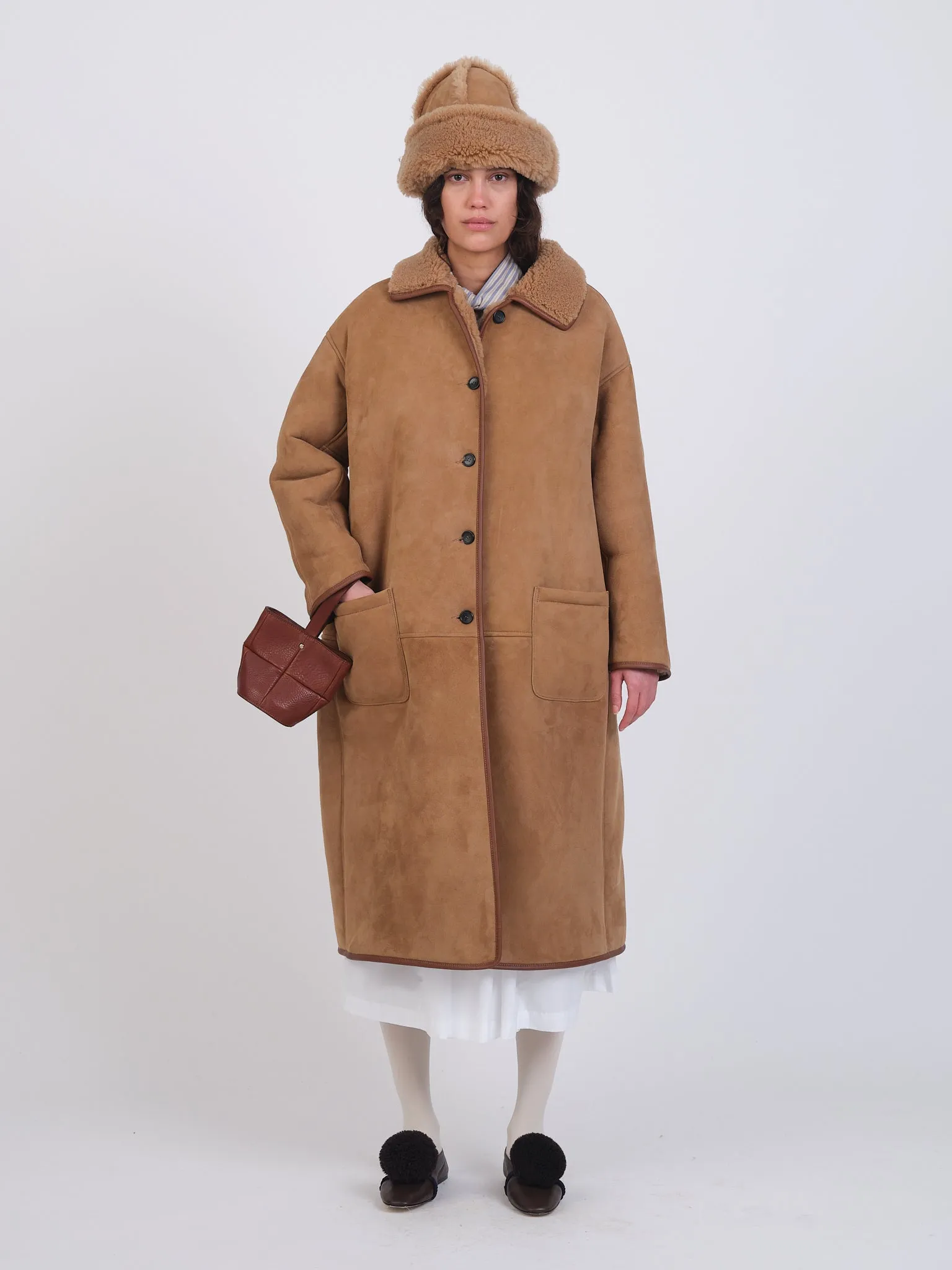 REVERSIBLE SUEDE BACK ROO COAT sold by Cawley