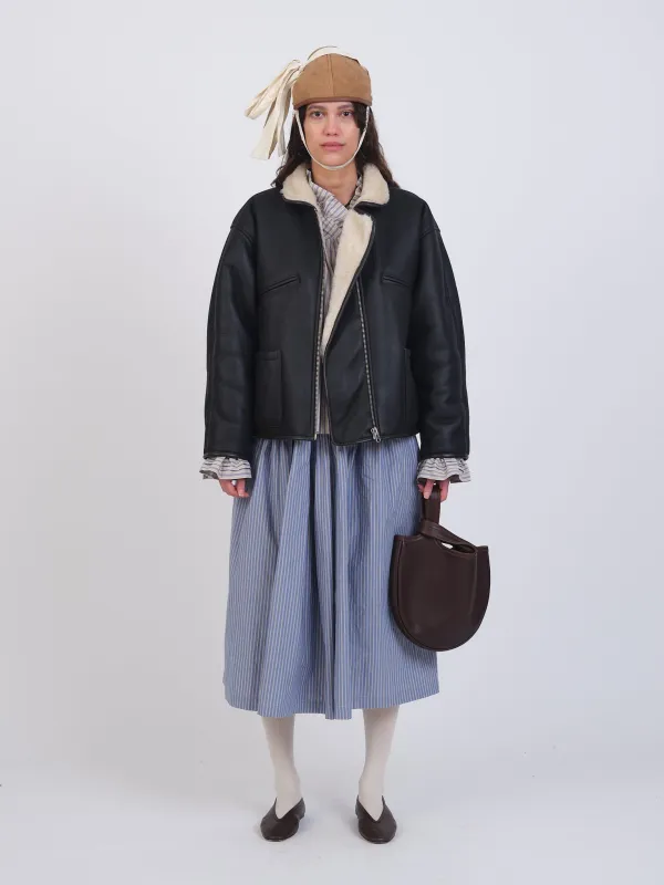 LEATHER BACK CHOCOLATE/SEAL FLYING JACKET sold by Cawley